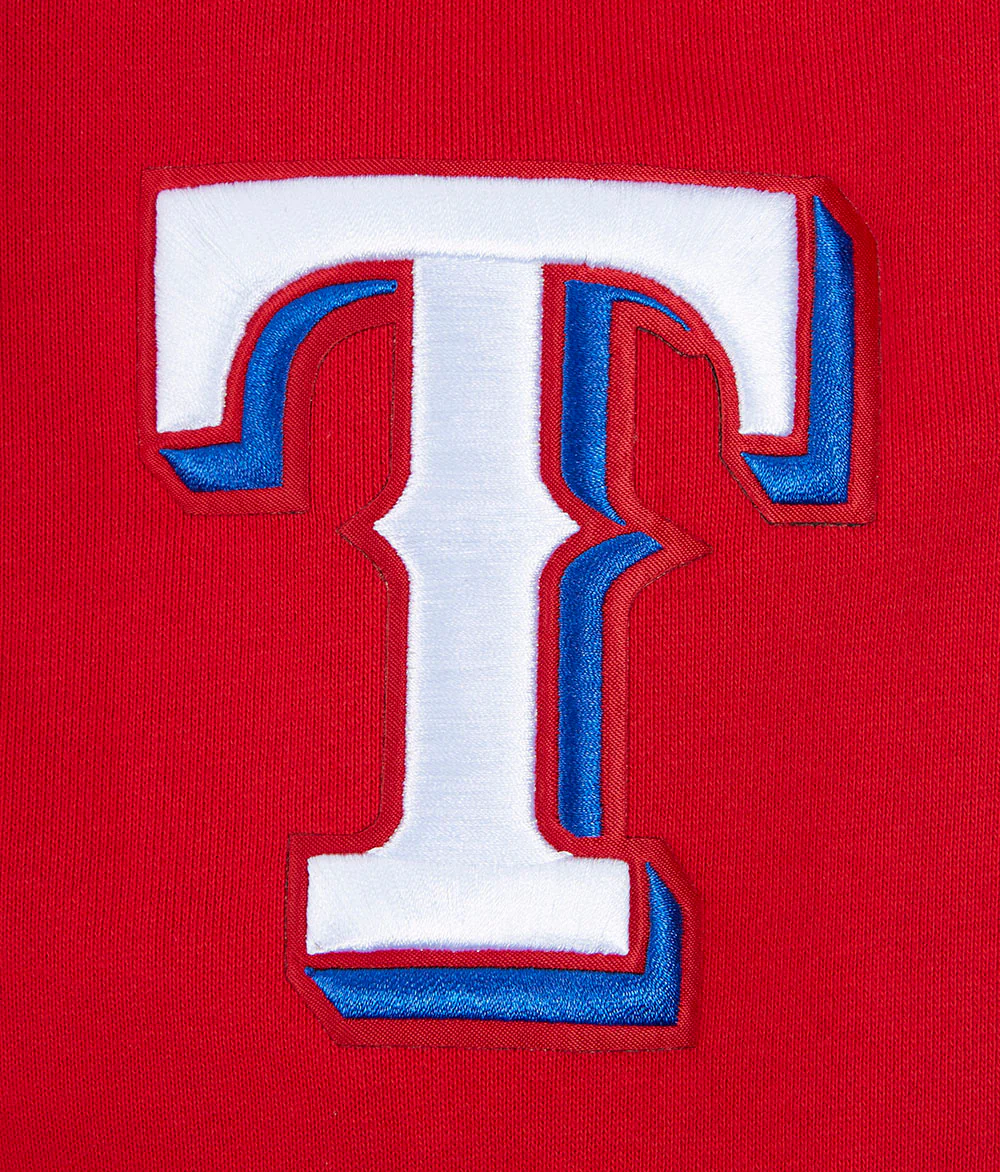 MLB TEXAS RANGERS SCRIPT TAIL MEN'S RIB FLEECE PULLOVER HOODIE (RED) - Image 7