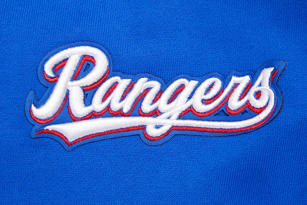 MLB TEXAS RANGERS SCRIPT TAIL MEN'S RIB FLEECE PULLOVER HOODIE (ROYAL BLUE/RED) - Image 8