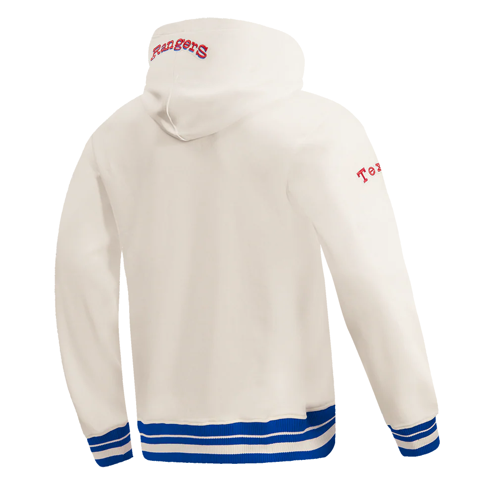 MLB TEXAS RANGERS RETRO CLASSIC MEN'S PULLOVER HOODIE (EGGSHELL/ROYAL BLUE) - Image 4