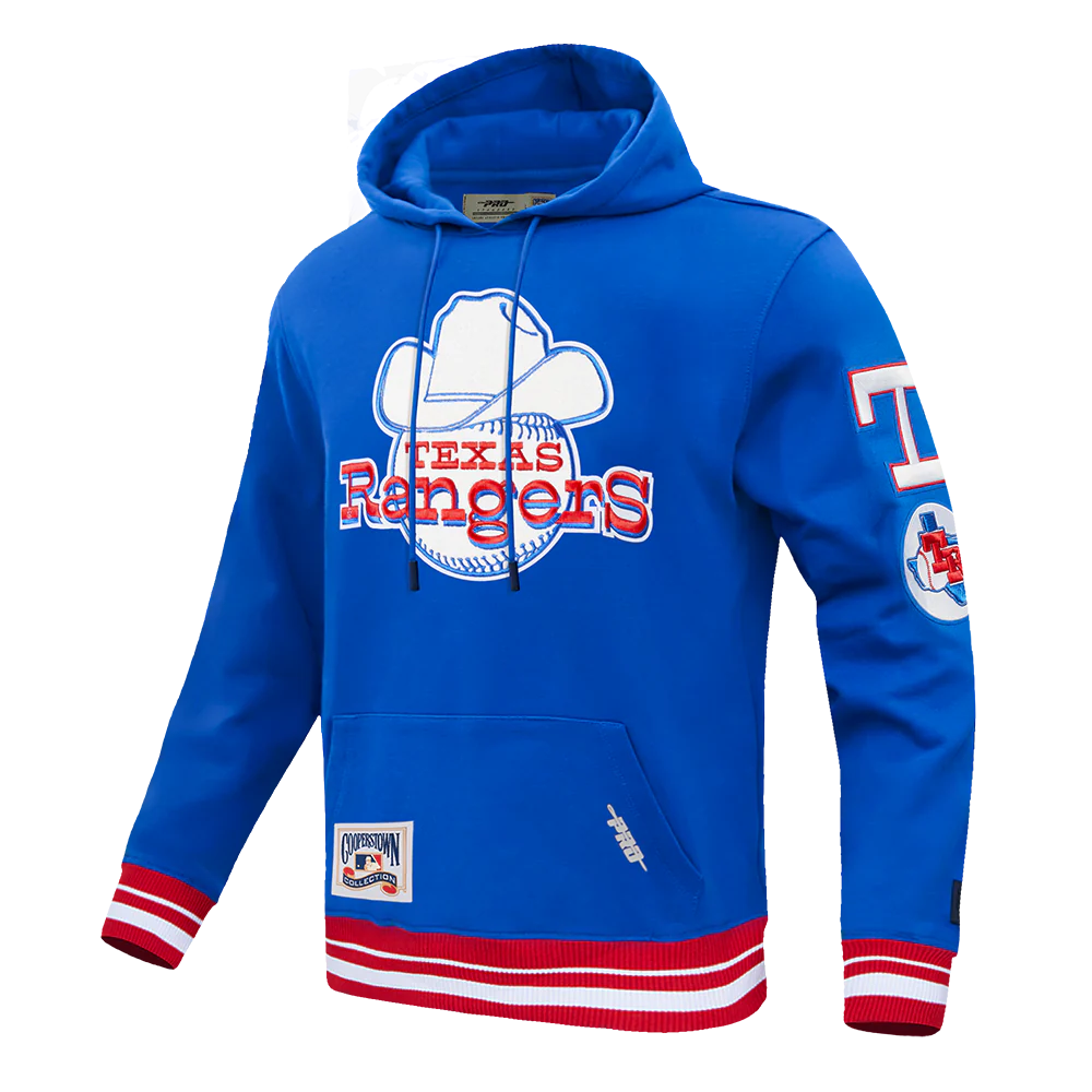 MLB TEXAS RANGERS RETRO CLASSIC MEN'S PULLOVER HOODIE (ROYAL BLUE/RED) - Image 2