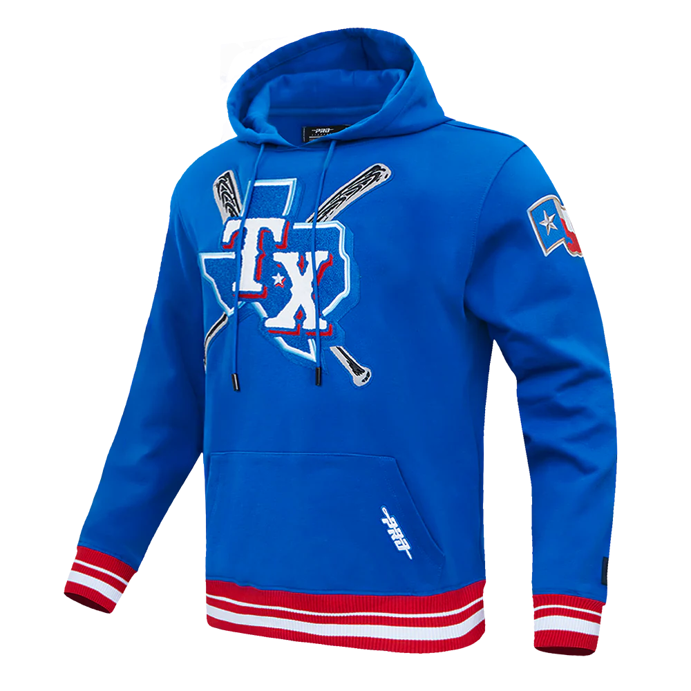 MLB TEXAS RANGERS MASHUP MEN'S RIB PULLOVER HOODIE (ROYAL BLUE/RED) - Image 2