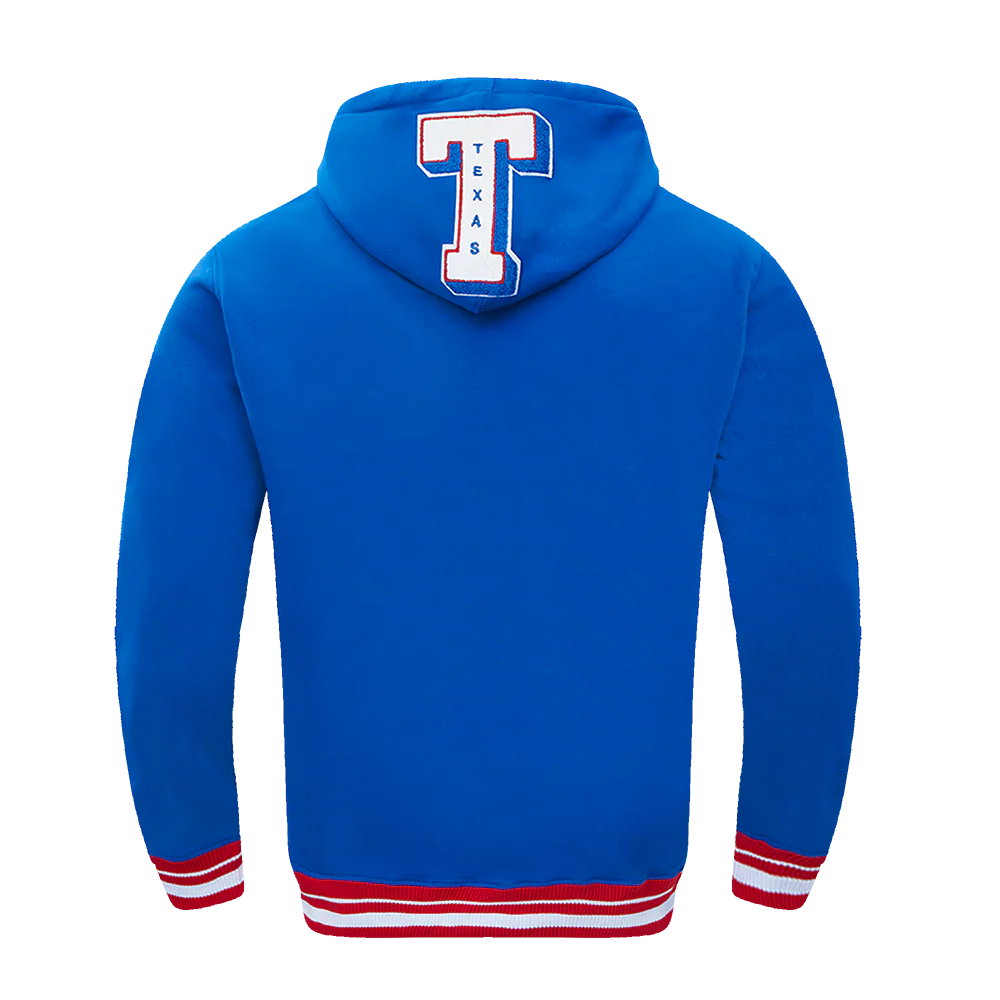 MLB TEXAS RANGERS MASHUP MEN'S RIB PULLOVER HOODIE (ROYAL BLUE/RED) - Image 3
