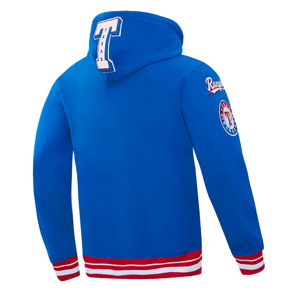 MLB TEXAS RANGERS MASHUP MEN'S RIB PULLOVER HOODIE (ROYAL BLUE/RED) - Image 4