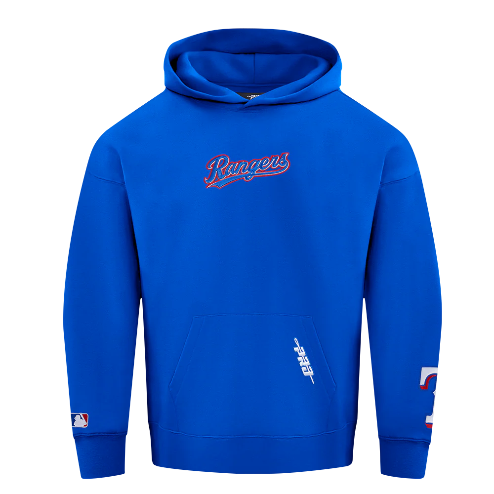 MLB TEXAS RANGERS WINGSPAN MEN'S DROP SHOULDER FLEECE PULLOVER HOODIE (ROYAL BLUE) - Image 3