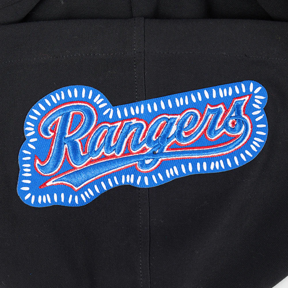 MLB TEXAS RANGERS DIY PICK STITCH MEN'S DK PO HOODIE (BLACK) - Image 7