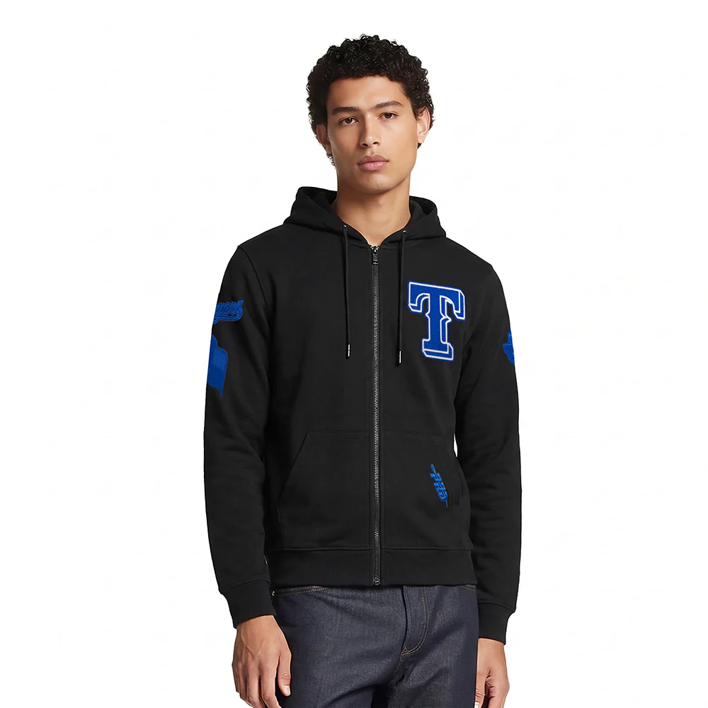 MLB TEXAS RANGERS TC TONAL OUTLINE MEN'S DK FZ PO HOODIE (BLACK)