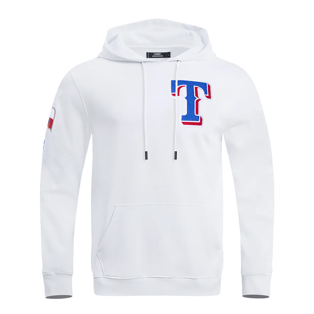 MLB TEXAS RANGERS CLASSIC CHENILLE MEN'S PULLOVER HOODIE (WHITE)