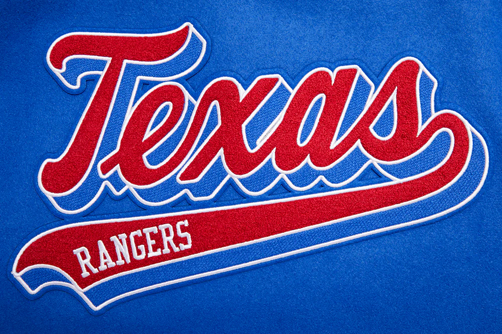 MLB TEXAS RANGERS SCRIPT TAIL MEN'S RIB WOOL VARSITY (ROYAL BLUE/RED) - Image 5