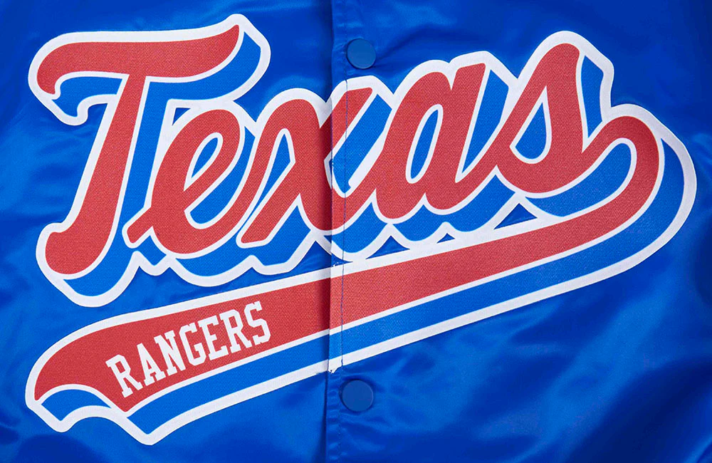 MLB TEXAS RANGERS SCRIPT TAIL MEN'S SATIN JACKET (ROYAL BLUE/RED) - Image 6