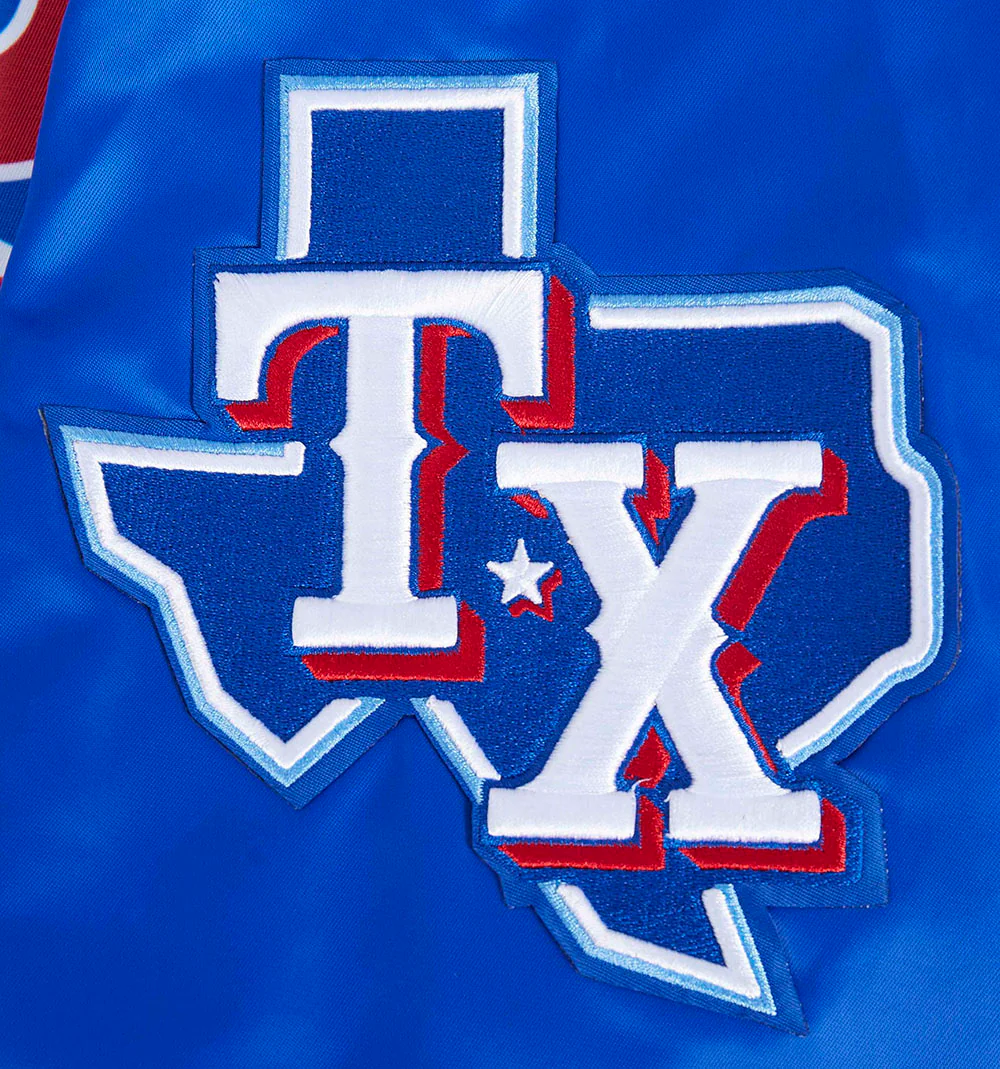 MLB TEXAS RANGERS SCRIPT TAIL MEN'S SATIN JACKET (ROYAL BLUE/RED) - Image 7