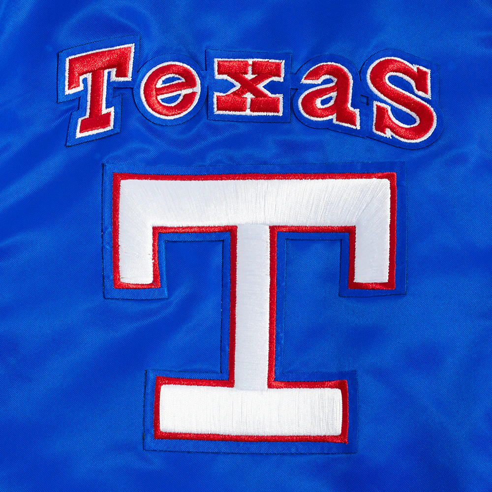 MLB TEXAS RANGERS RETRO CLASSIC MEN'SRIB SATIN JACKET (ROYAL BLUE/RED) - Image 7