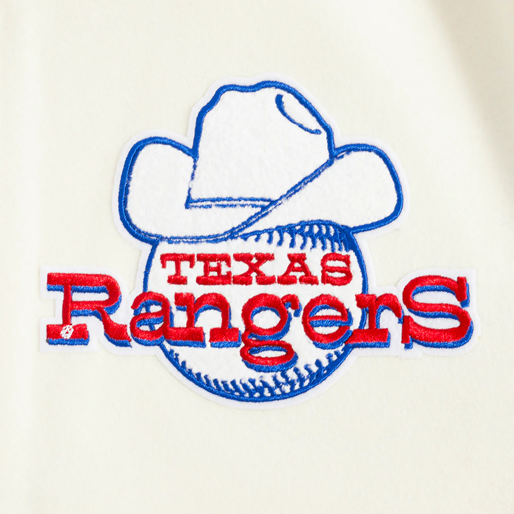 MLB TEXAS RANGERS RETRO CLASSIC MEN'S RIB VARSITY JACKET (EGGSHELL/ROYAL BLUE) - Image 8