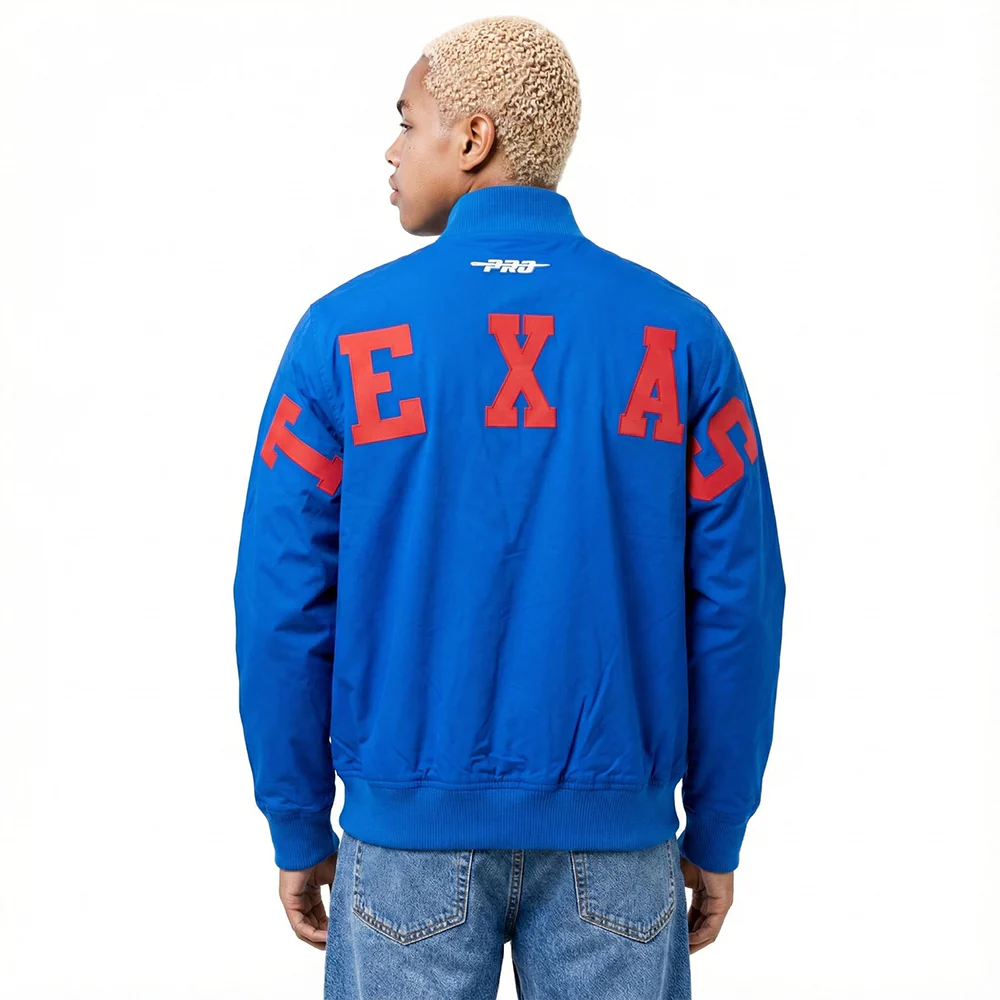 MLB TEXAS RANGERS WINGSPAN MEN'S TWILL JACKET (ROYAL BLUE)
