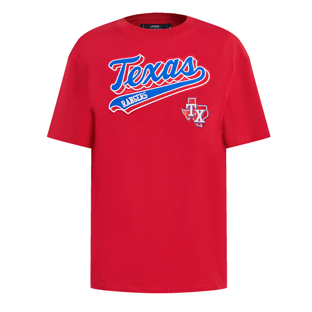 MLB TEXAS RANGERS SCRIPT TAIL WOMEN'S BOYFRIEND TOP (RED)