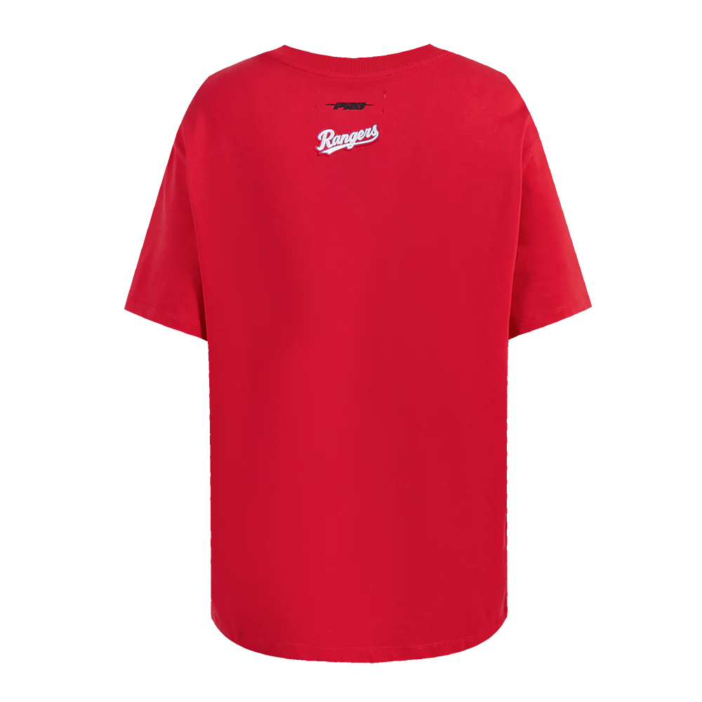 MLB TEXAS RANGERS SCRIPT TAIL WOMEN'S BOYFRIEND TOP (RED) - Image 3