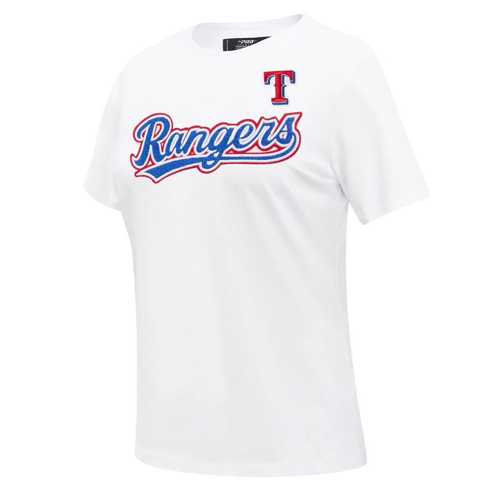 MLB TEXAS RANGERS CLASSIC SHORT SLEEVE WOMEN'S SINGLE JERSEY SLIM FIT TOP (WHITE) - Image 2