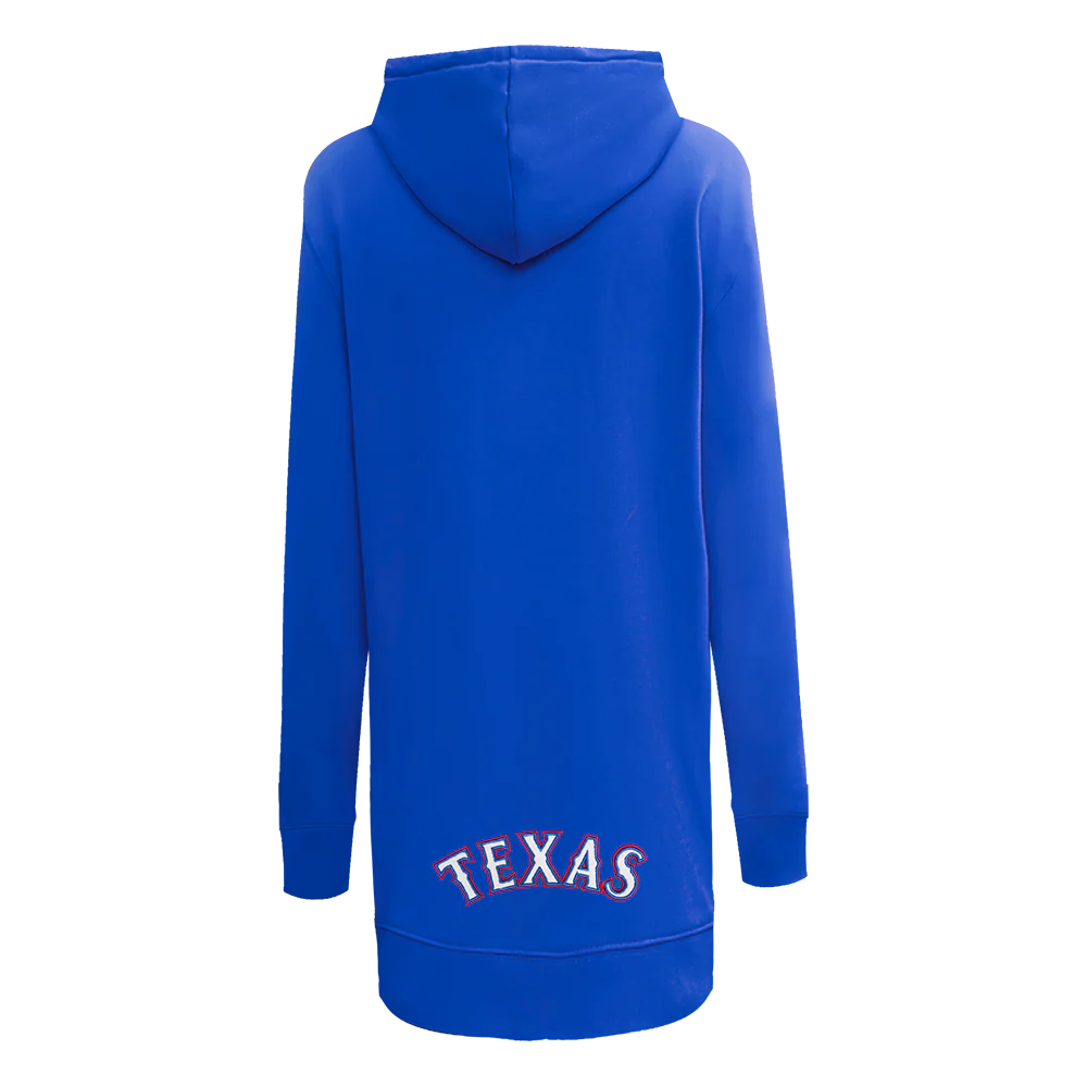 MLB TEXAS RANGERS CLASSIC WOMEN'S FLEECE HOODIE DRESS (ROYAL BLUE) - Image 3