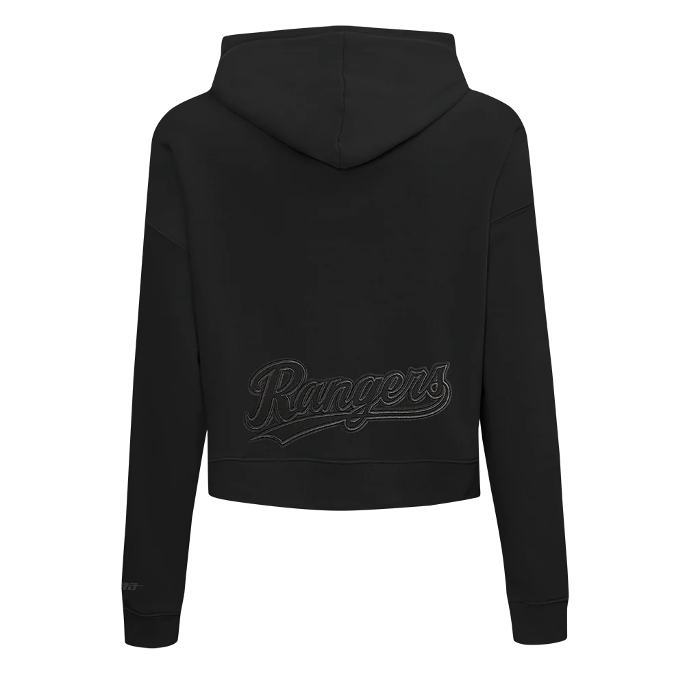 MLB TEXAS RANGERS NEUTRAL WOMEN'S CROPPED PULLOVER HOODIE (BLACK) - Image 3