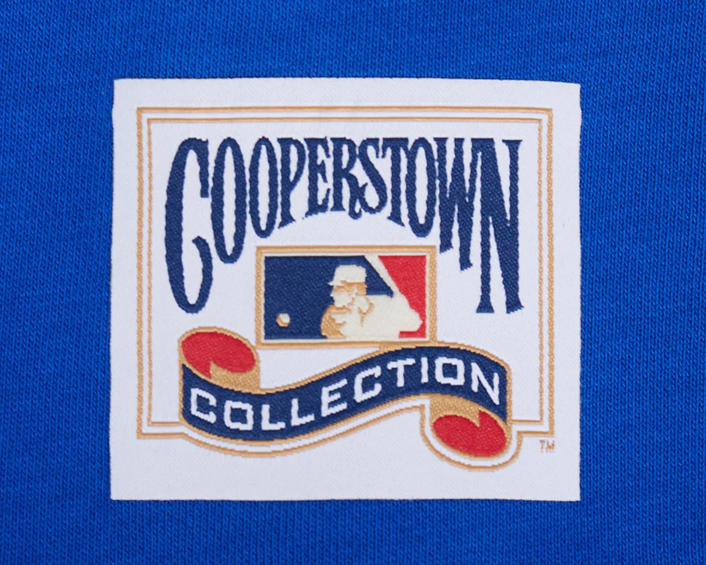 MLB TEXAS RANGERS RETRO CLASSIC WOMEN'S RIB CROPPED PULLOVER HOODIE (ROYAL BLUE/RED) - Image 6
