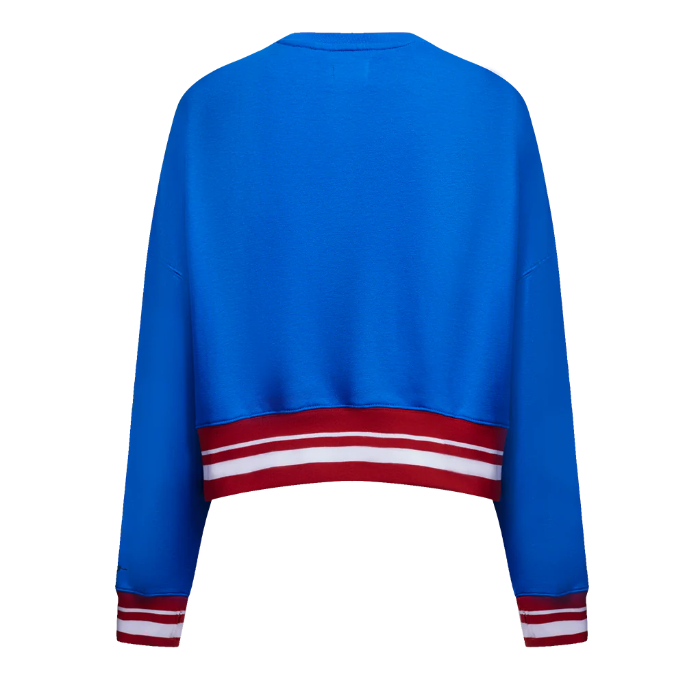 MLB TEXAS RANGERS RETRO CLASSIC WOMEN'S RIB CREWNECK (ROYAL BLUE/RED) - Image 4