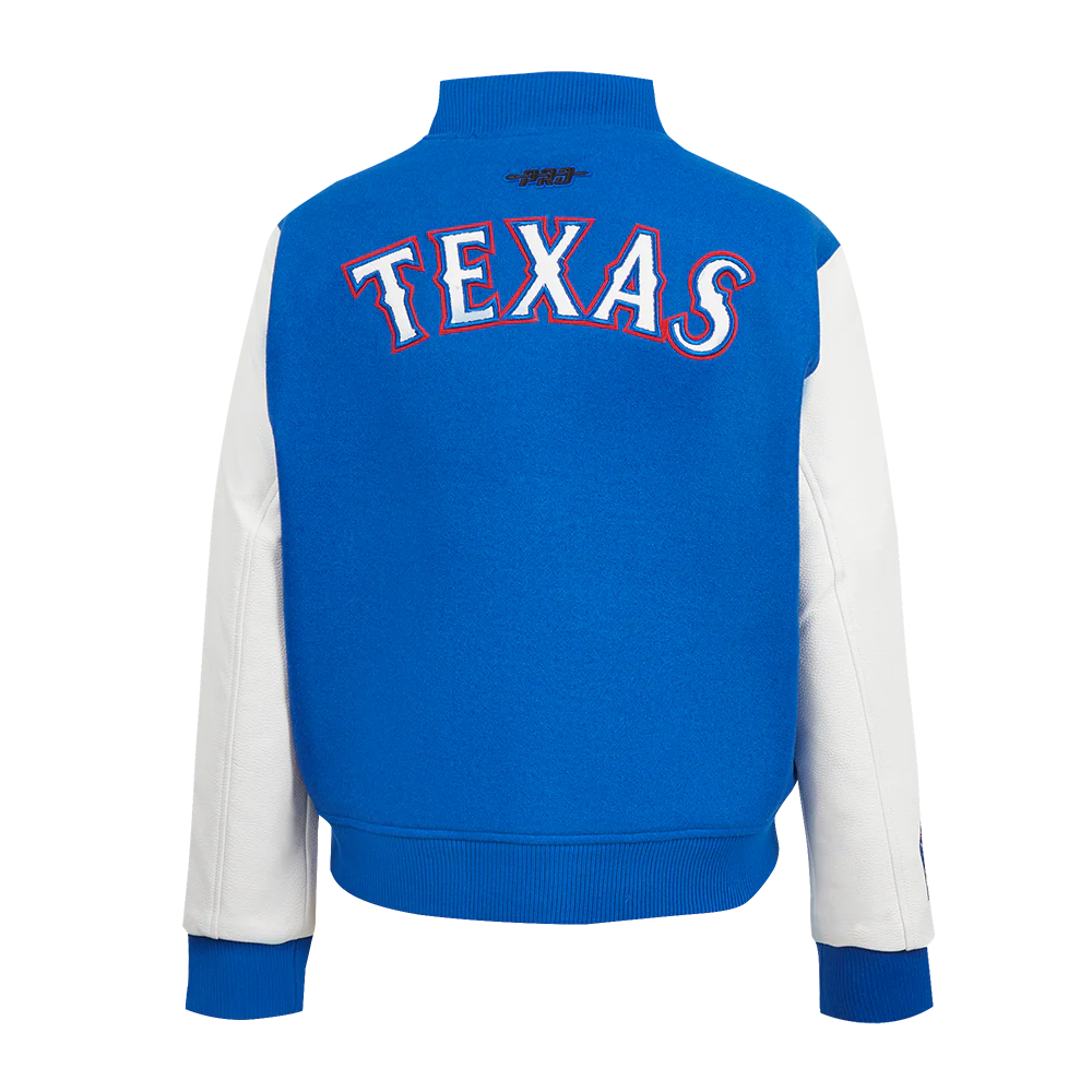 MLB TEXAS RANGERS CLASSIC WOMEN'S WOOL VARSITY JACKET (ROYAL BLUE/WHITE) - Image 3