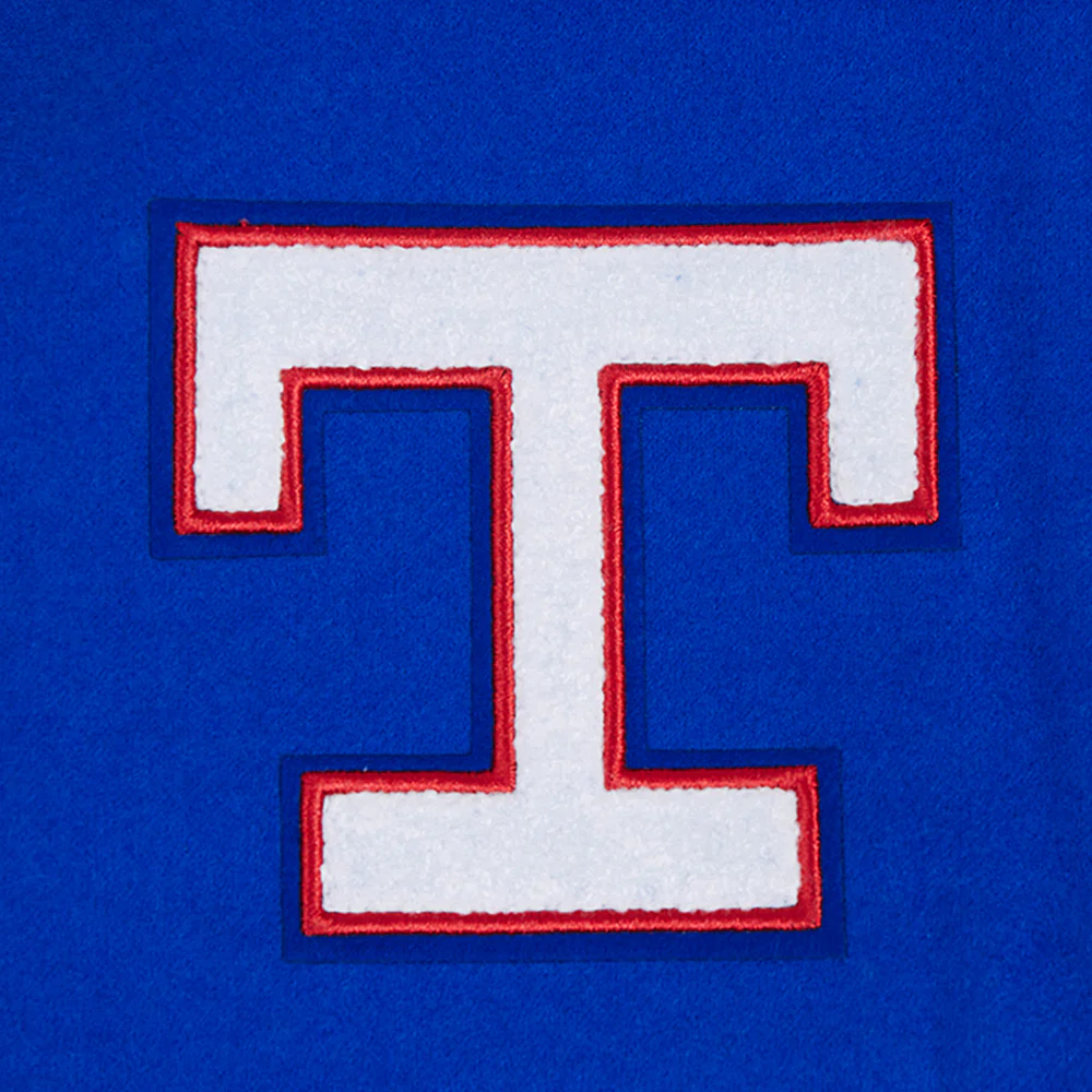 MLB TEXAS RANGERS RETRO CLASSIC WOMEN'S RIB WOOL VARSITY JACKET (ROYAL BLUE/RED) - Image 10