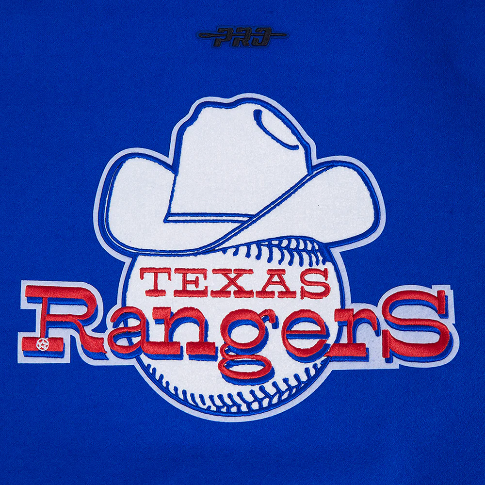 MLB TEXAS RANGERS RETRO CLASSIC WOMEN'S RIB WOOL VARSITY JACKET (ROYAL BLUE/RED) - Image 6