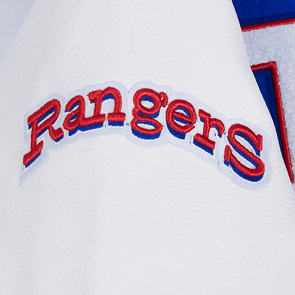 MLB TEXAS RANGERS RETRO CLASSIC WOMEN'S RIB WOOL VARSITY JACKET (ROYAL BLUE/RED) - Image 8