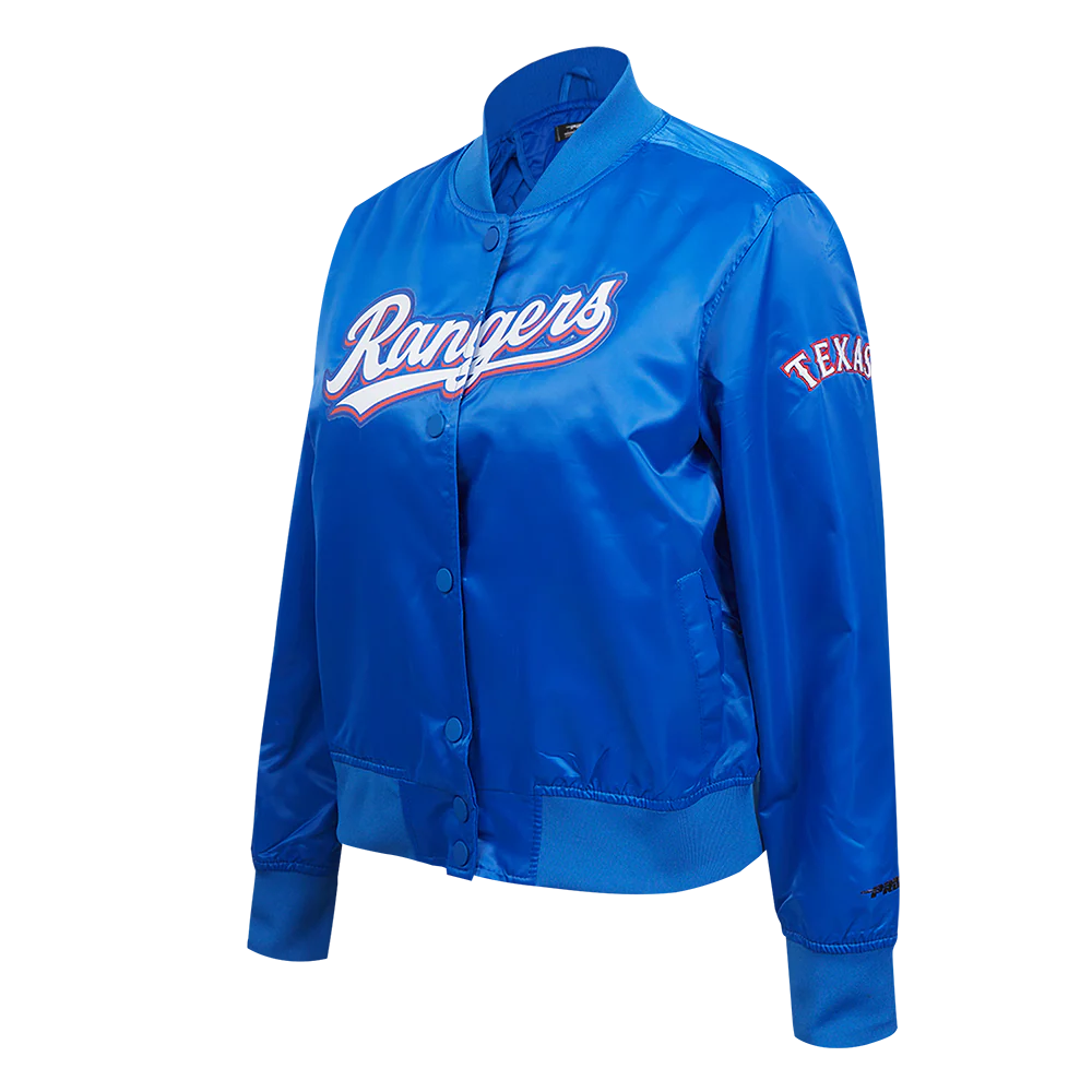 MLB TEXAS RANGERS CLASSIC WOMEN'S SATIN JACKET (ROYAL BLUE) - Image 2