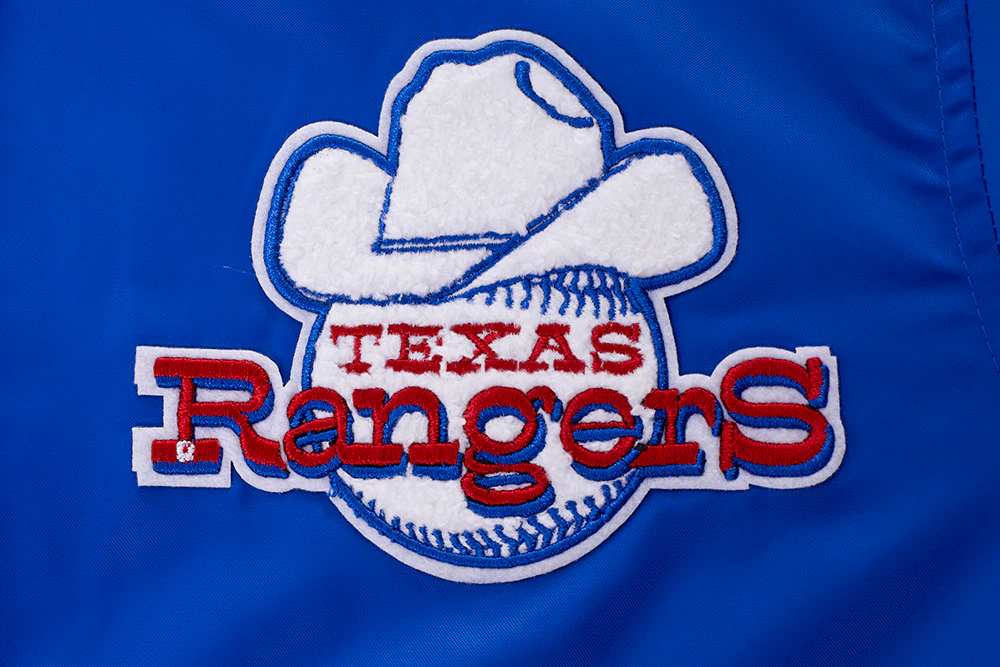 MLB TEXAS RANGERS RETRO CLASSIC WOMEN'S RIB SATIN JACKET (ROYAL BLUE/RED) - Image 7