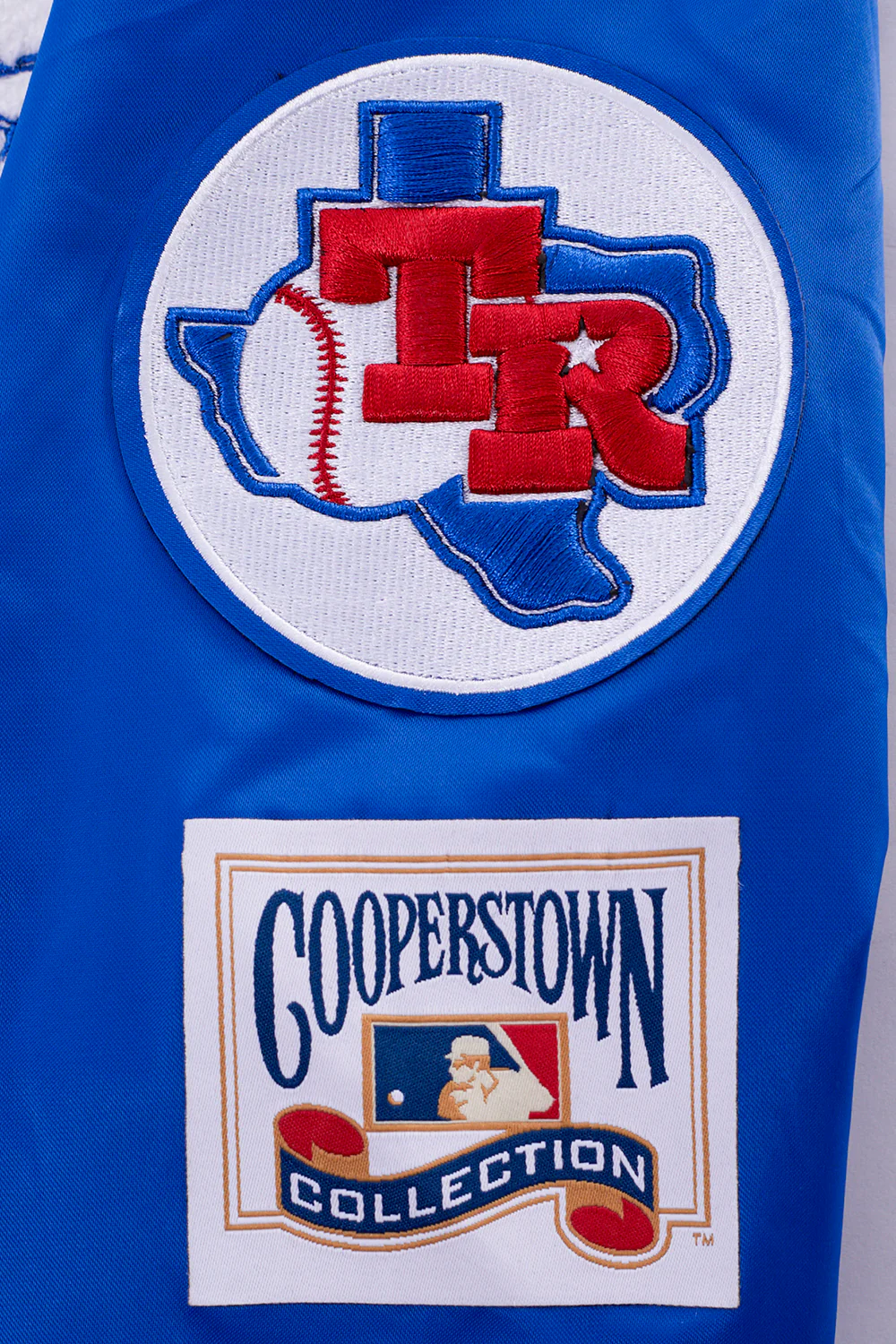 MLB TEXAS RANGERS RETRO CLASSIC WOMEN'S RIB SATIN JACKET (ROYAL BLUE/RED) - Image 9
