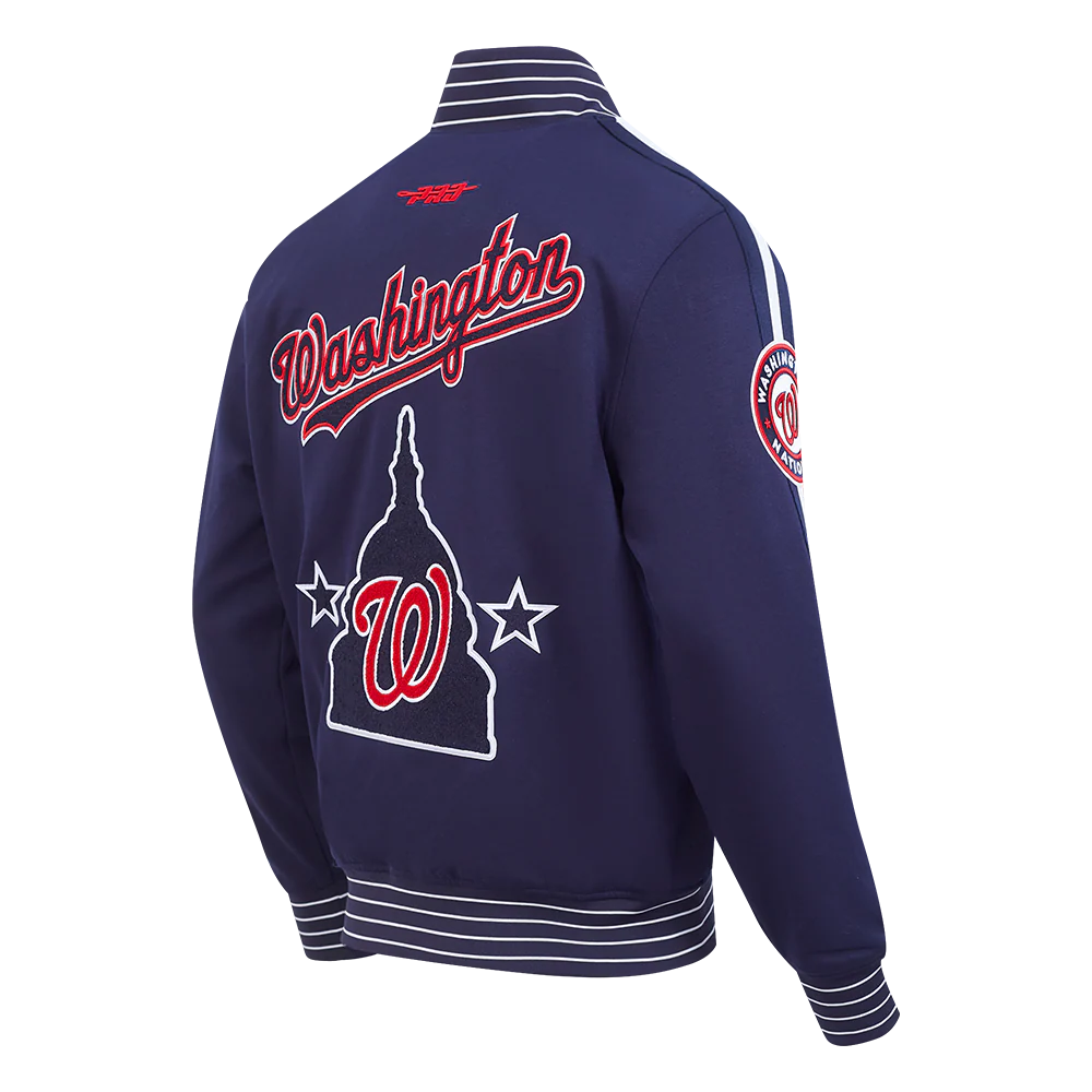 MLB WASHINGTON NATIONALS CURRENT LOGO PRO GAME DAY MEN'S DOUBLE KNIT JACKET (MIDNIGHT NAVY/WHITE) - Image 4