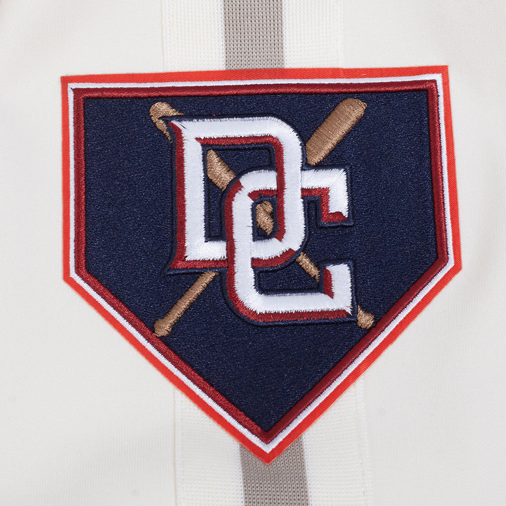 MLB WASHINGTON NATIONALS COOPERSTOWN LOGO PRO GAME DAY MEN'S DOUBLE KNIT JACKET (EGGSHELL/TAUPE/EGGSHELL) - Image 6
