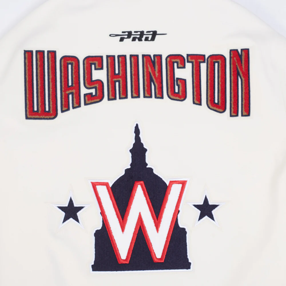 MLB WASHINGTON NATIONALS COOPERSTOWN LOGO PRO GAME DAY MEN'S DOUBLE KNIT JACKET (EGGSHELL/TAUPE/EGGSHELL) - Image 8