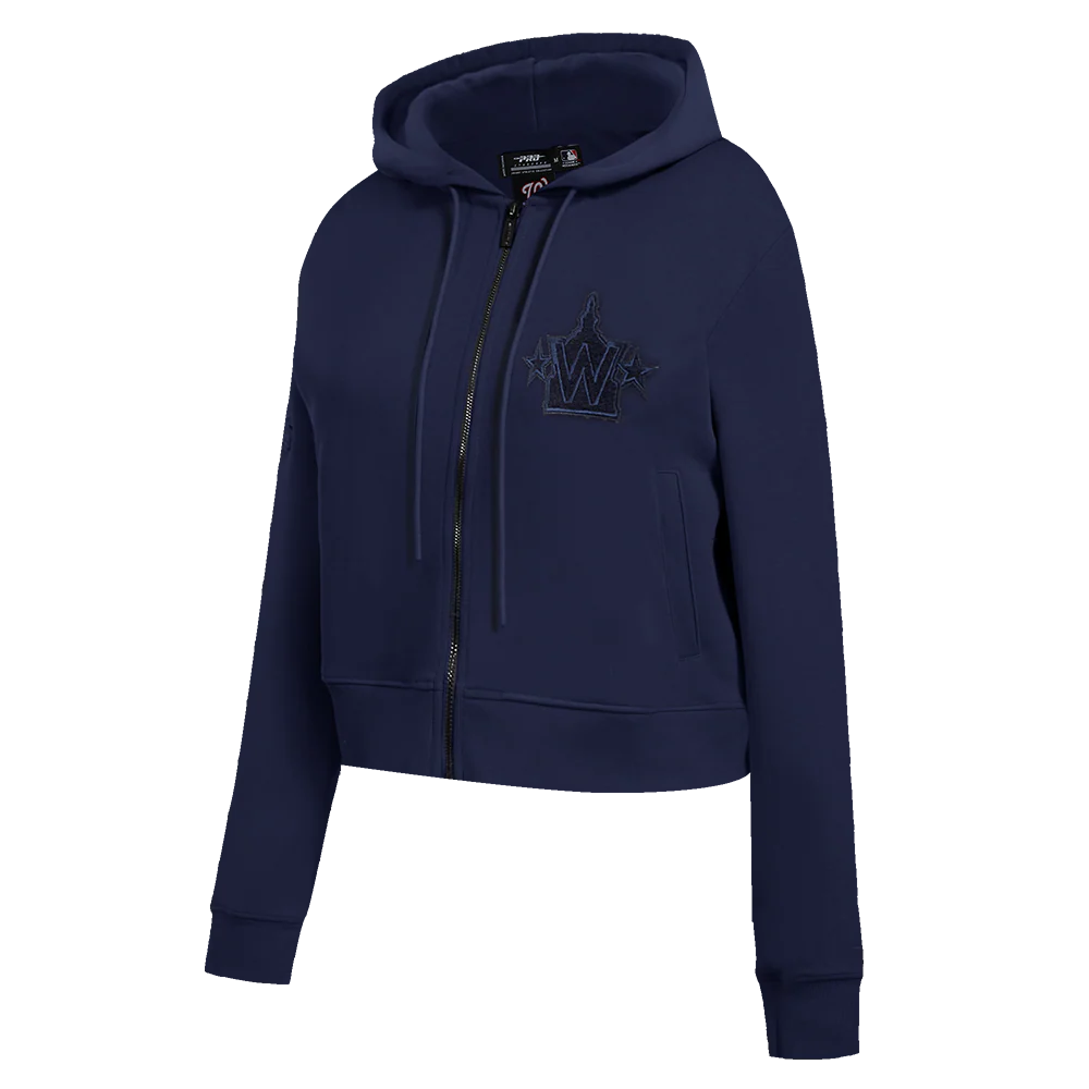 MLB WASHINGTON NATIONALS TRIPLE TONAL WOMEN'S DOUBLE KNIT FULL ZIP HOODIE (MIDNIGHT NAVY) - Image 2