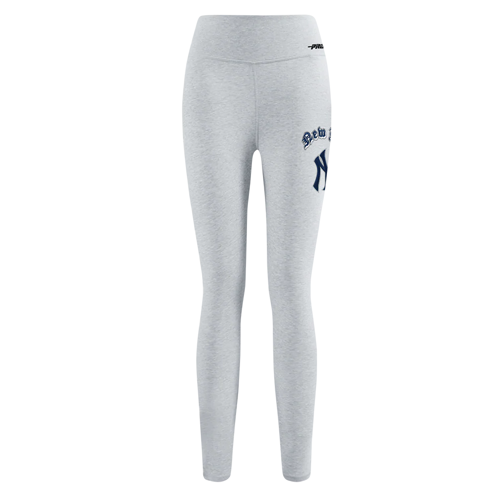 MLB NEW YORK YANKEES OLD ENGLISH WOMEN'S HIGH WAIST JERSEY LEGGING (HEATHER GREY) - Image 2