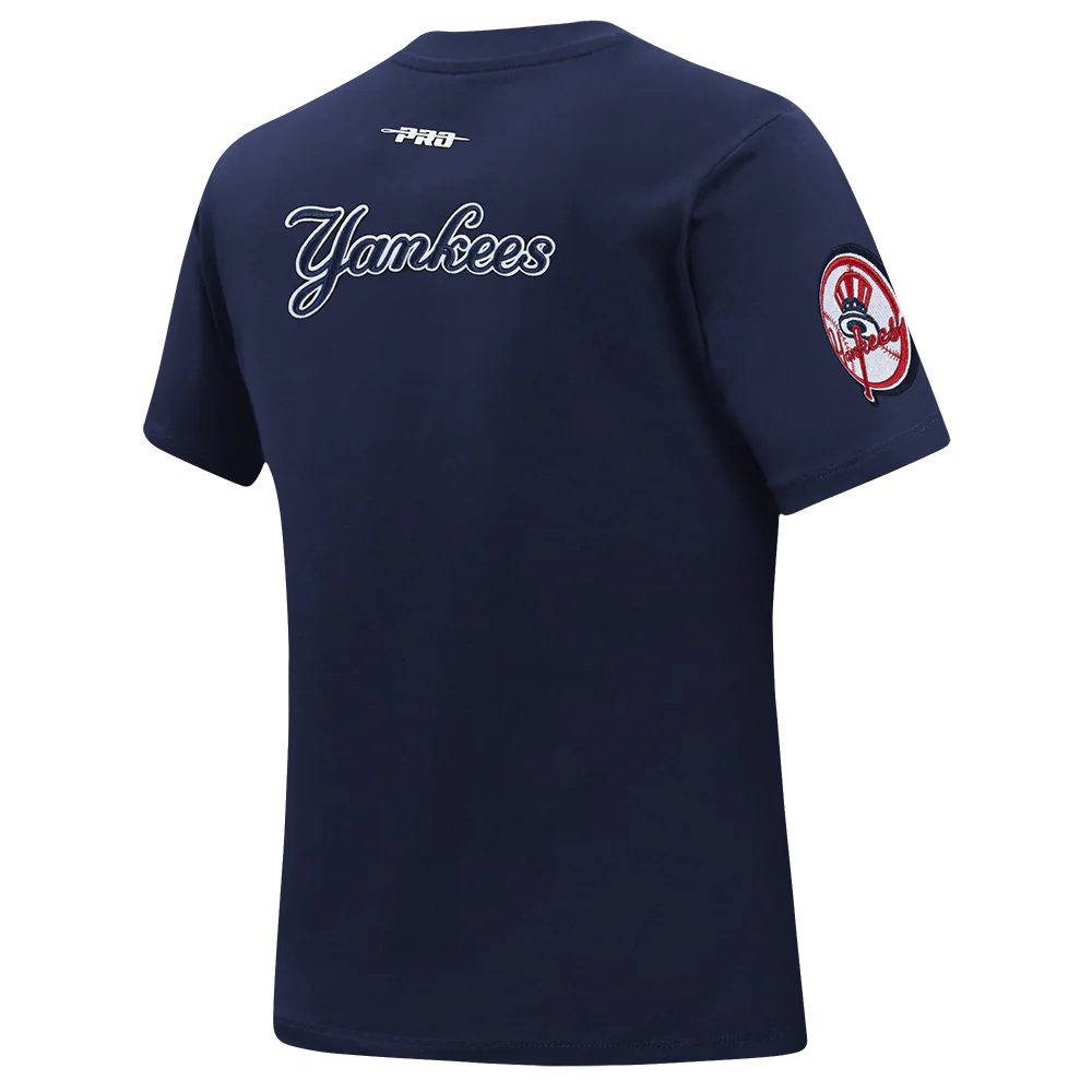 MLB NEW YORK YANKEES OLD ENGLISH WOMEN'S SINGLE JERSEY SLIM FIT TEE (MIDNIGHT NAVY) - Image 4