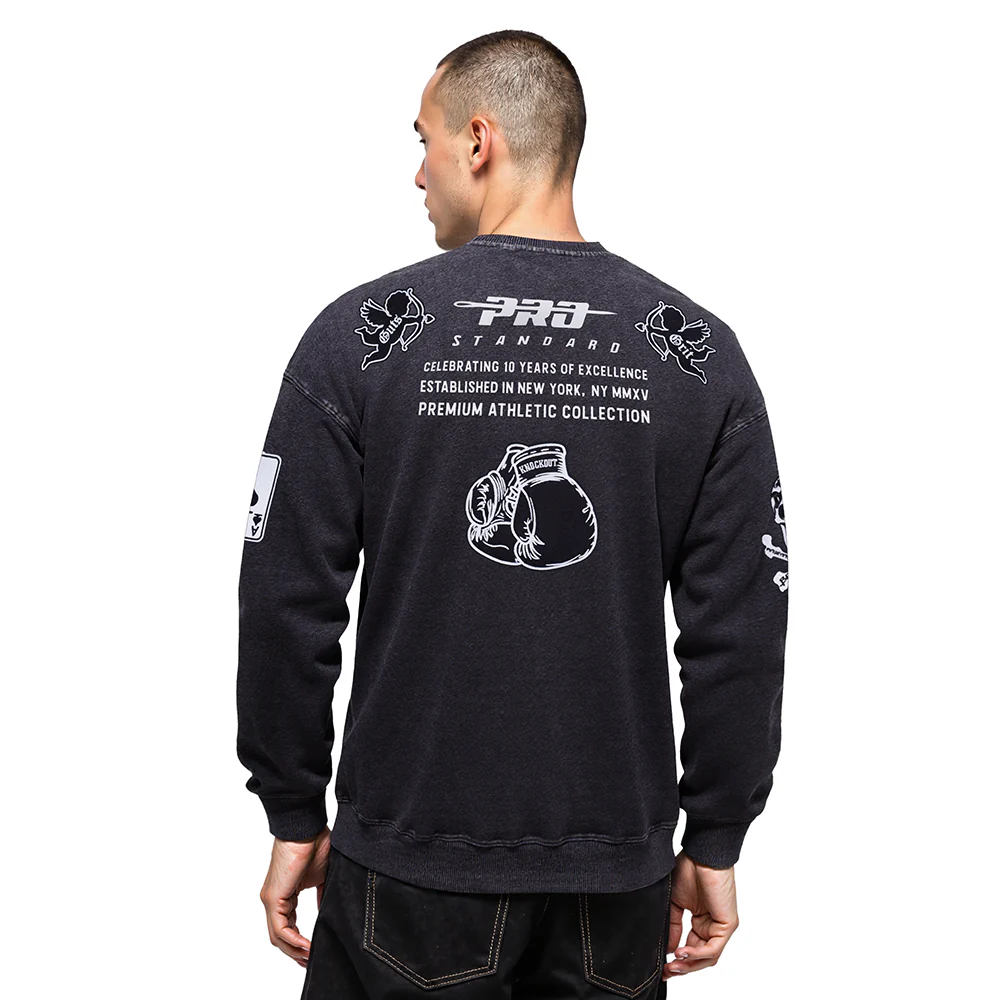 PRO STANDARD NEVER BET AGAINST MEN'S DROP SHOULDER FLC CREWNECK (BLACK) - Image 2