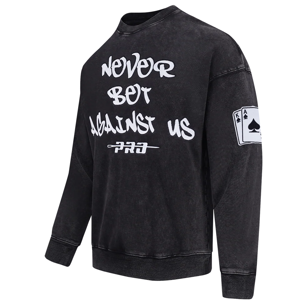 PRO STANDARD NEVER BET AGAINST MEN'S DROP SHOULDER FLC CREWNECK (BLACK) - Image 3