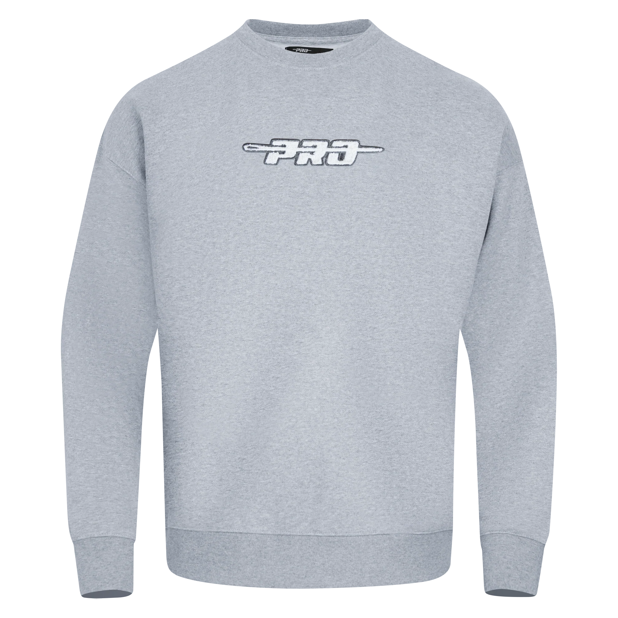 PRO STANDARD CLASSIC CHENILLE WHT LOGO MEN'S DROP SHOULDER FLC CREWNECK(DARK HEATHER GRAY)