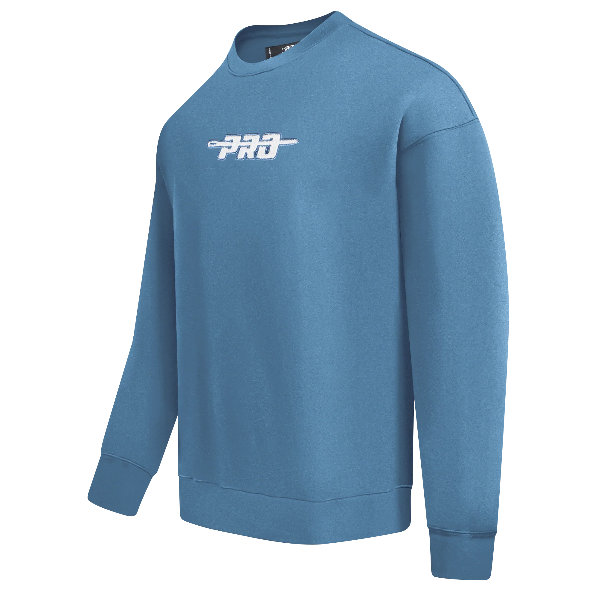 PRO STANDARD CLASSIC CHENILLE WHT LOGO MEN'S DROP SHOULDER FLC CREWNECK(STEEL BLUE) - Image 2