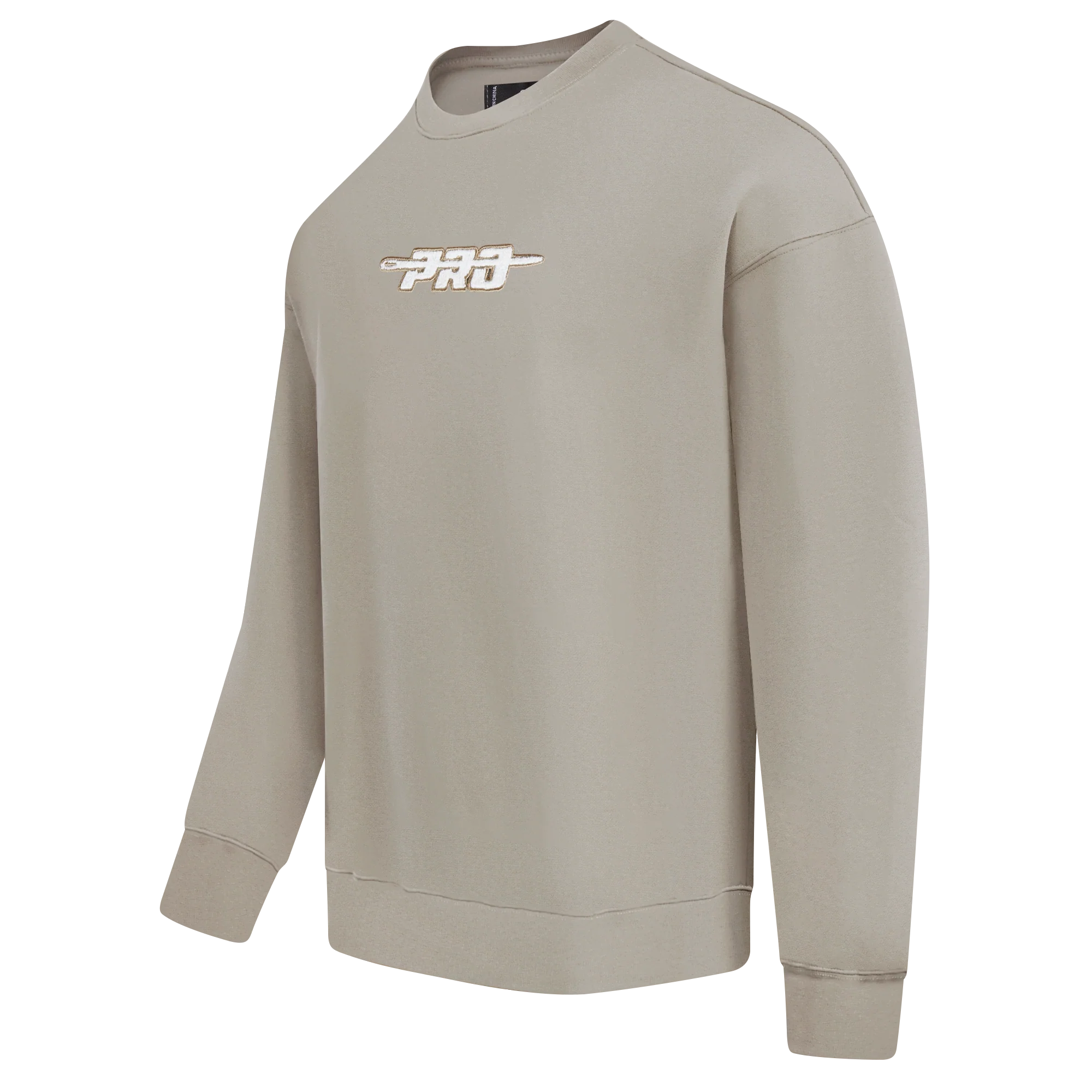 PRO STANDARD CLASSIC CHENILLE WHT LOGO MEN'S DROP SHOULDER FLC CREWNECK(TAUPE) - Image 2