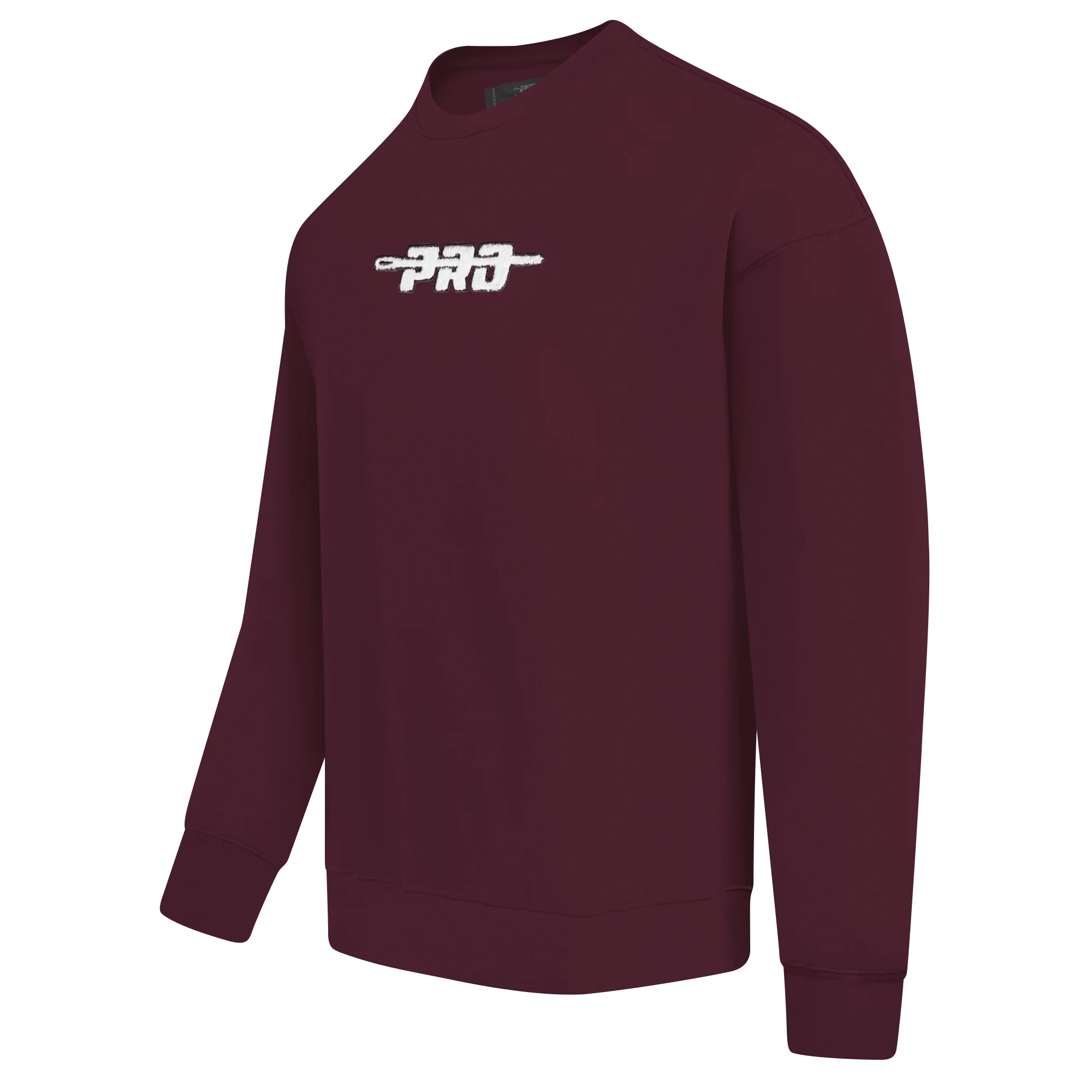 PRO STANDARD CLASSIC CHENILLE WHT LOGO MEN'S DROP SHOULDER FLC CREWNECK(WINE) - Image 2