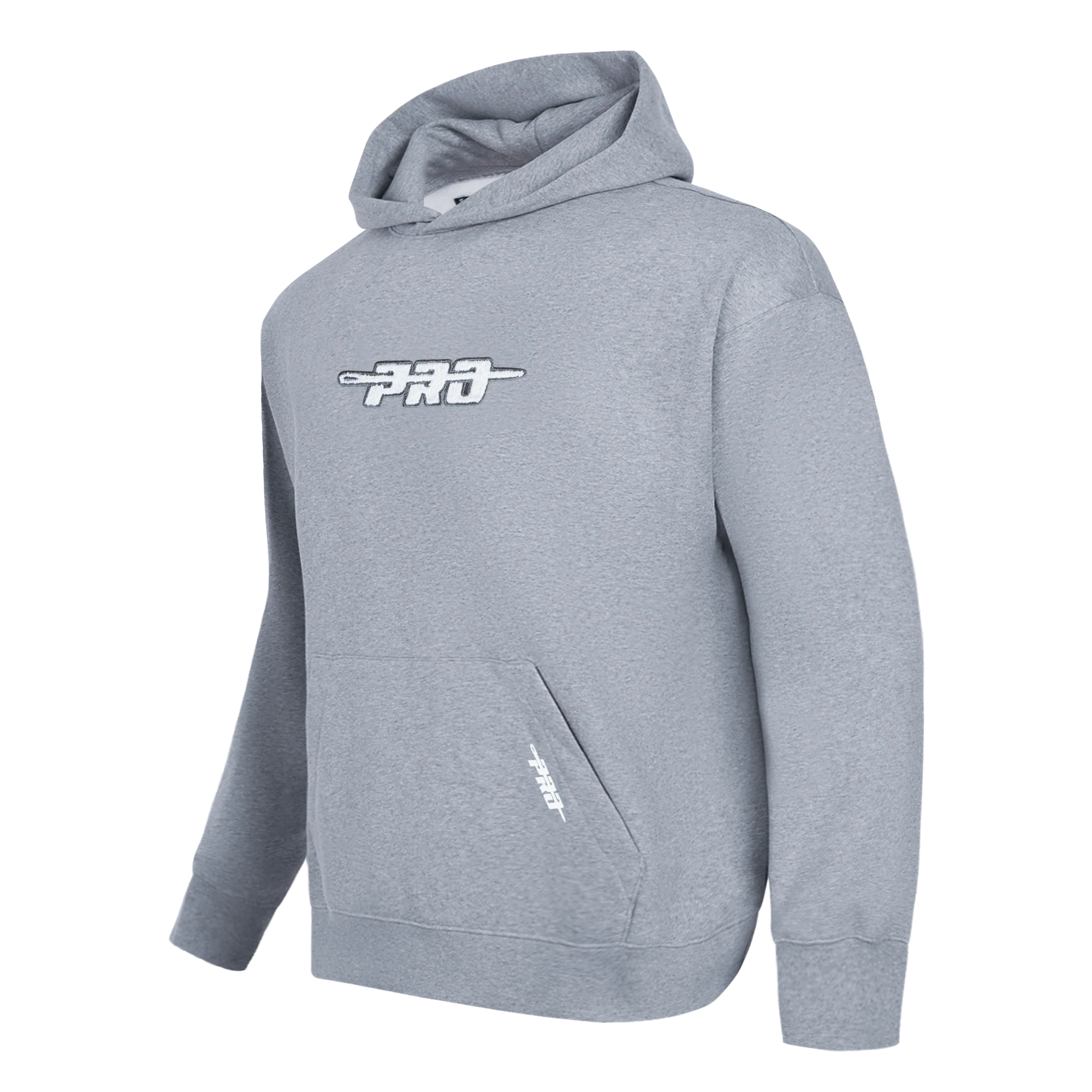 PRO STANDARD CLASSIC CHENILLE WHT LOGO MEN'S DROP SHOULDER FLC PO HOODIE (DARK HEATHER GRAY) - Image 2