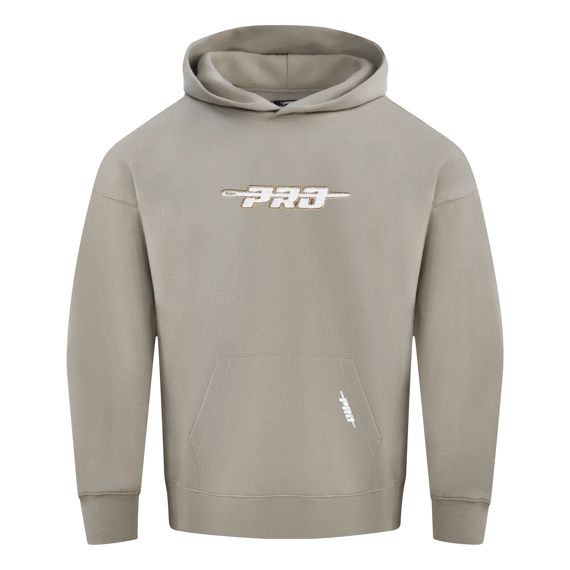 PRO STANDARD CLASSIC CHENILLE WHT LOGO MEN'S DROP SHOULDER FLC PO HOODIE (TAUPE)
