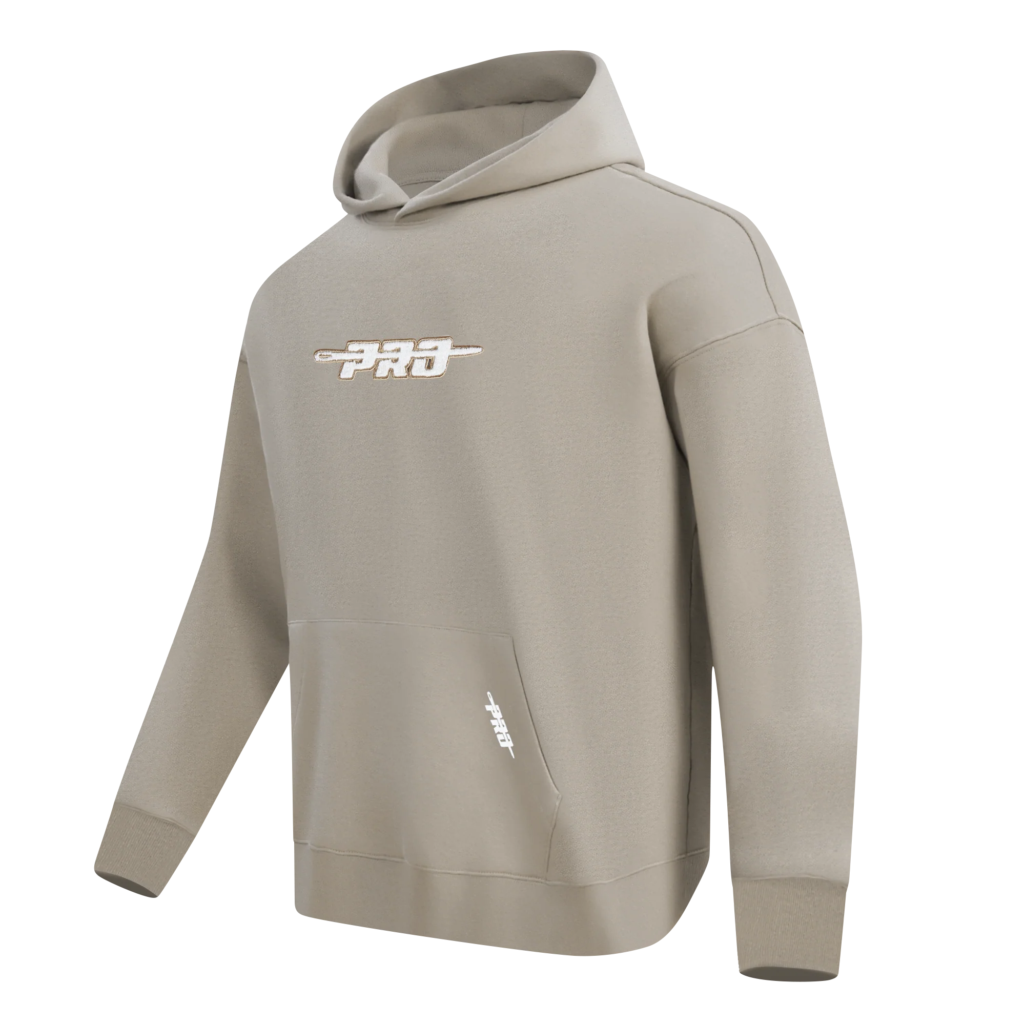 PRO STANDARD CLASSIC CHENILLE WHT LOGO MEN'S DROP SHOULDER FLC PO HOODIE (TAUPE) - Image 2
