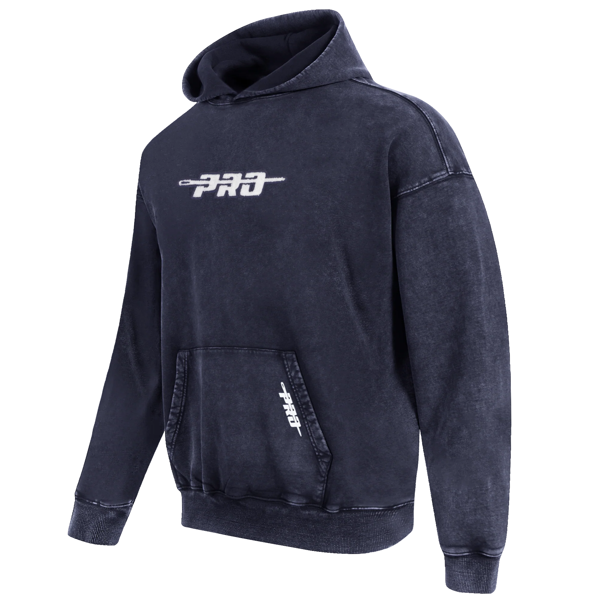 PRO STANDARD WASHED CLASSIC MEN'S ENZYME WASH DS FT PO HOODIE (WHITE/MIDNIGHT NAVY) - Image 2
