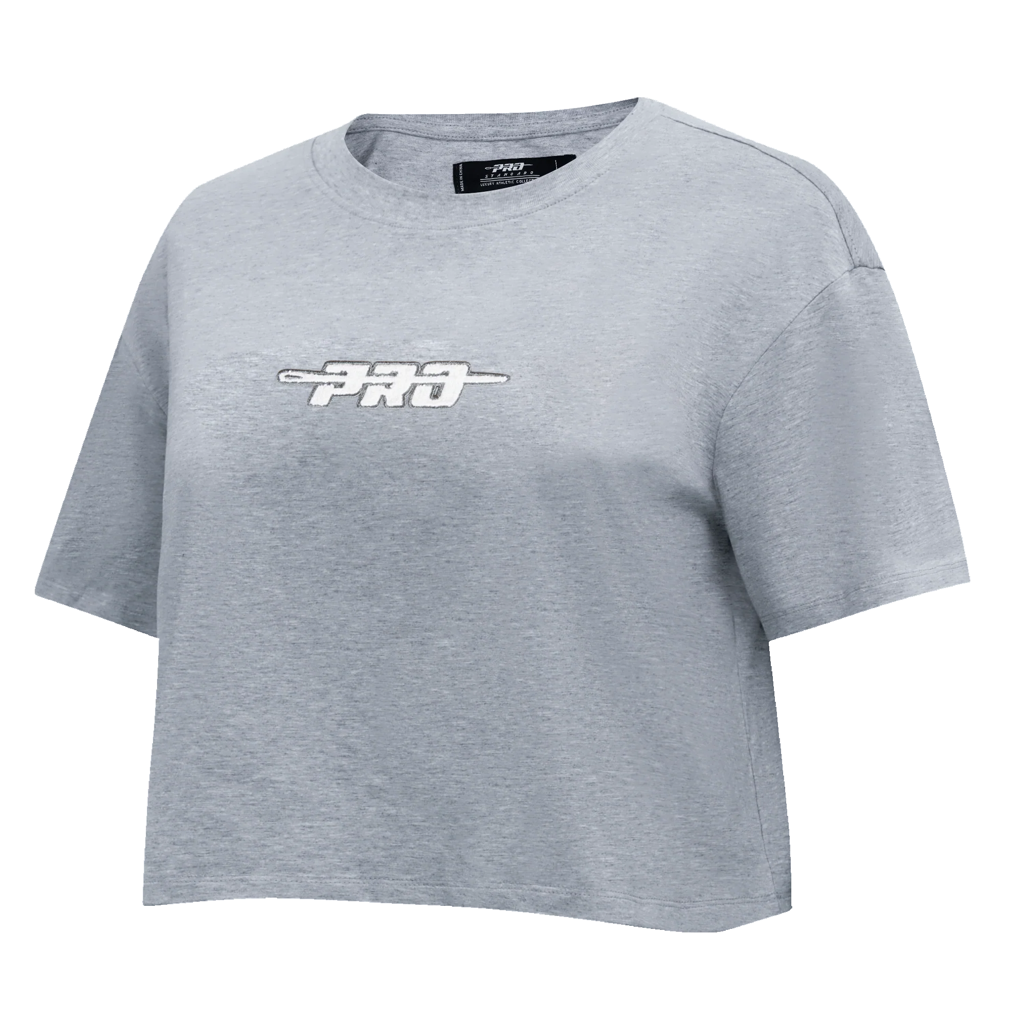 PRO STANDARD CLASSIC CHENILLE WHT LOGO WOMEN'S SJ BOXY TEE (DARK HEATHER GRAY) - Image 2
