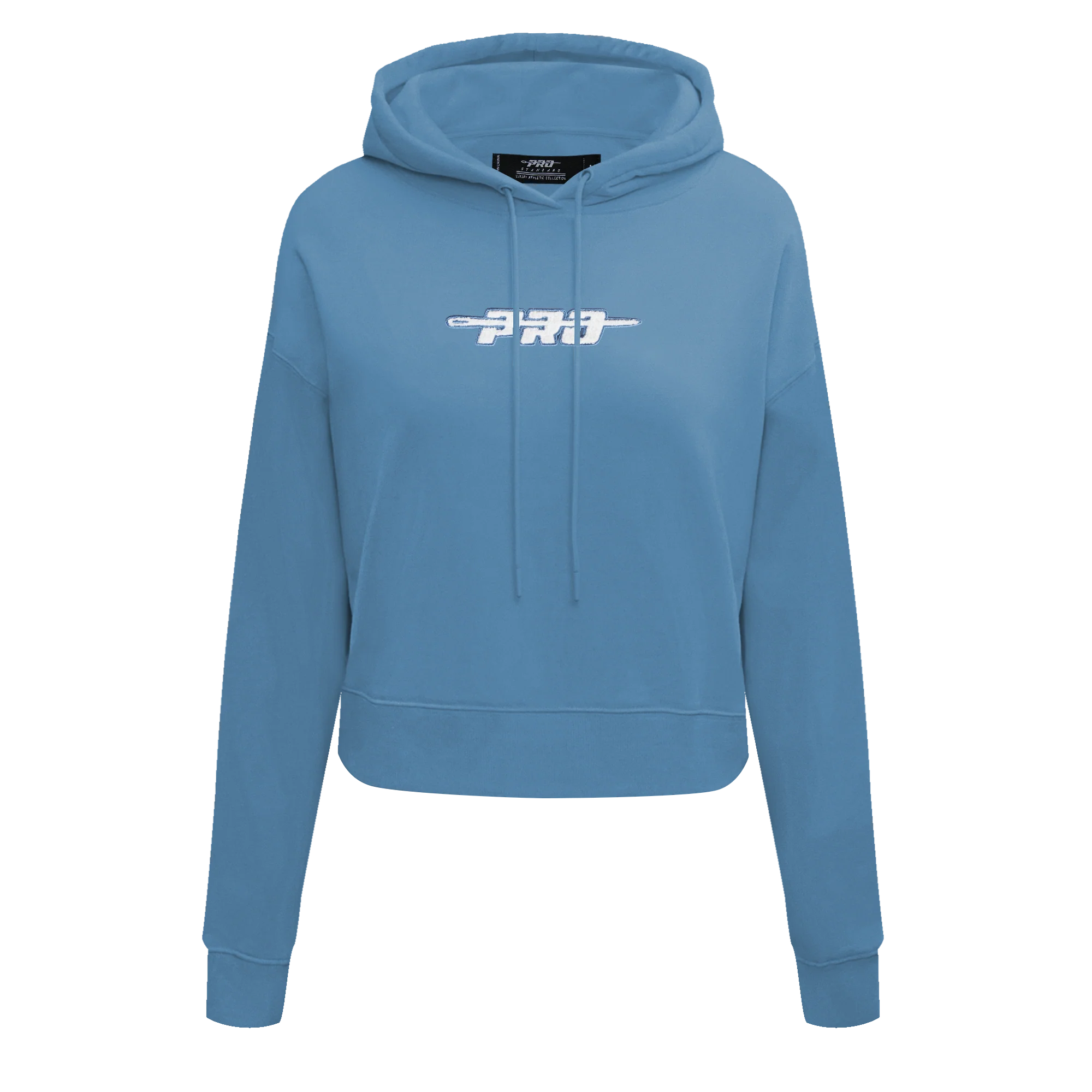 PRO STANDARD CLASSIC CHENILLE WHT LOGO WOMEN'S FLC CROPPED PO HOODIE (STEEL BLUE)