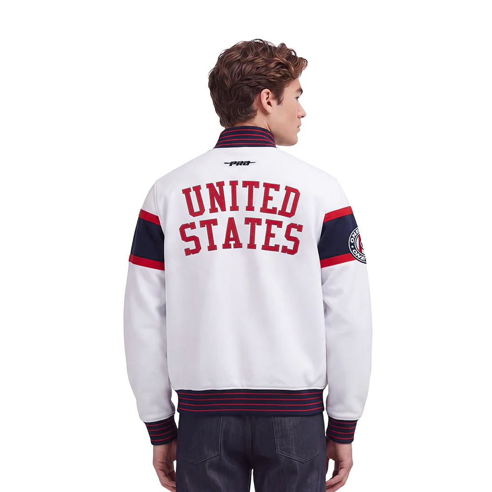 US SOCCER PRO GAME DAY MEN'S DOUBLE KNIT JACKET (WHITE/RED/MIDNIGHT NAVY) - Image 2
